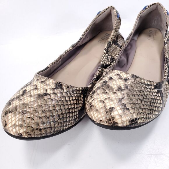 Via Bleu Heleiia Casual Slip On Ballet Flats Womens Size 7.5 Beige Snakeskin - Picture 8 of 9